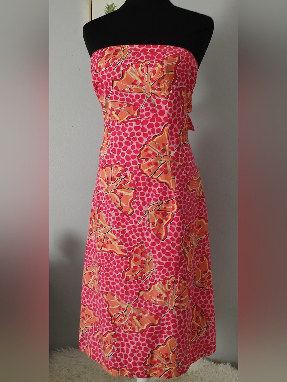 Lilly Pulitzer Strapless Pink and Orange Floral Maxi Dress